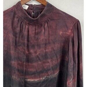 Anthropologie Cloth & Stone Burgundy Tie Dye Long Sleeve Blouse Size Small Boho